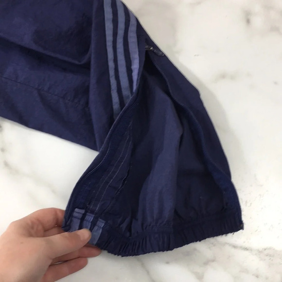 Adidas Vintage Y2K Blue Jogger Track Pants 3 Striped Womens Medium Ankle Zip - Picture 8 of 10